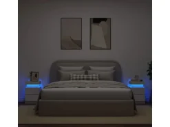 vidaXL Nachttische mit LED-Leuchten 2 Stk Weiß 35x39x55 cm