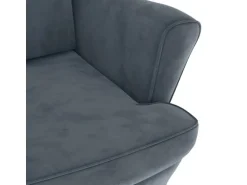 vidaXL Ohrensessel mit Hocker Dunkelgrau Samt