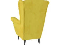 vidaXL Ohrensessel mit Hocker Senfgelb Samt