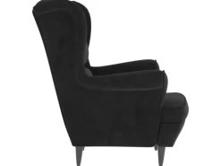 vidaXL Ohrensessel mit Hocker Schwarz Samt