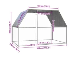 vidaXL Outdoor-Hühnerkäfig 3x2x2 m Verzinkter Stahl