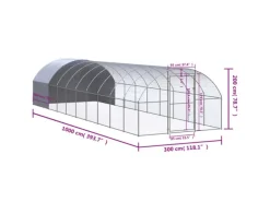 vidaXL Outdoor-Hühnerstall 3x10x2 m Verzinkter Stahl Modell 2