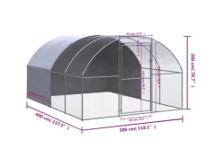 vidaXL Outdoor-Hühnerstall 3x4x2 m Verzinkter Stahl