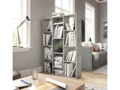 vidaXL Raumteiler/Bücherregal Betongrau 100x24x140 cm Holzwerkstoff