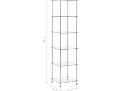 vidaXL Regal mit 6 Ablagen Transparent 40x40x160 cm Hartglas