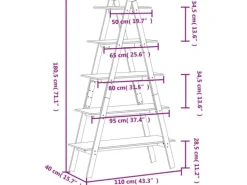 vidaXL Regal mit 5 Böden A-Form 110x40x180,5 cm Massivholz Kiefer