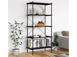 vidaXL Regal mit 5 Böden Schwarz 80x40x163 cm