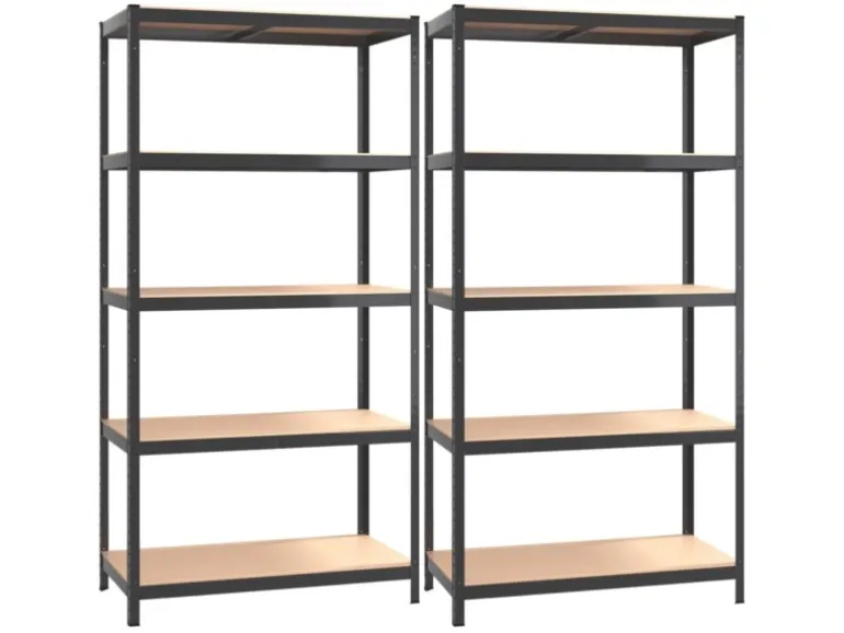 vidaXL Regale mit 5 Böden 2 Stk Anthrazit Stahl & Holzwerkstoff 152868