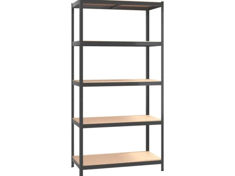 vidaXL Regale mit 5 Böden 2 Stk Anthrazit Stahl & Holzwerkstoff 152868