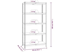 vidaXL Regale mit 5 Böden 2 Stk Anthrazit Stahl & Holzwerkstoff 152868
