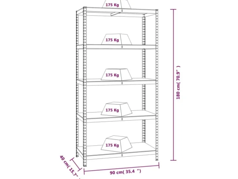 vidaXL Regale mit 5 Böden 2 Stk Anthrazit Stahl & Holzwerkstoff 152868