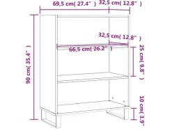 vidaXL Regalschrank Hochglanz-Weiß 69,5x32,5x90 cm Holzwerkstoff 828390
