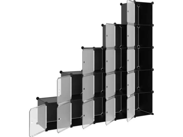 vidaXL Regalsystem mit 15 Würfeln und Türen Schwarz PP 340554