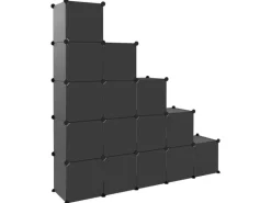 vidaXL Regalsystem mit 15 Würfeln und Türen Schwarz PP 340554