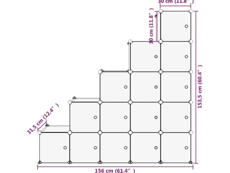 vidaXL Regalsystem mit 15 Würfeln und Türen Schwarz PP 340554