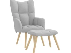 vidaXL Relaxsessel mit Fußhocker Wolkengrauer Stoff 4016777