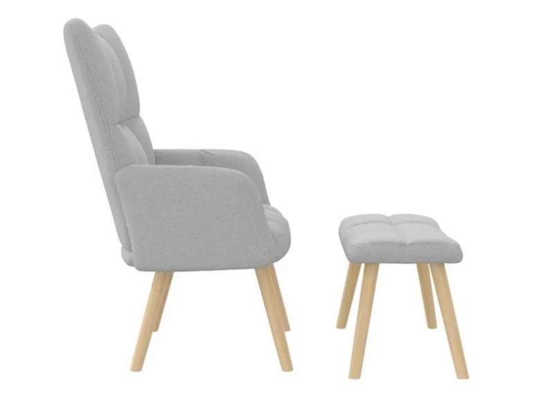 vidaXL Relaxsessel mit Fußhocker Wolkengrauer Stoff 4016777