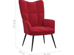 vidaXL Relaxsessel mit Hocker Weißrot Samt Modell 5