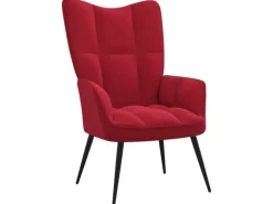 vidaXL Relaxsessel mit Hocker Weißrot Samt Modell 5