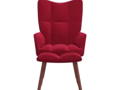 vidaXL Relaxsessel mit Hocker Weißrot Samt Modell 6