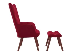 vidaXL Relaxsessel mit Hocker Weißrot Samt Modell 6