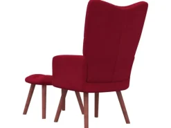 vidaXL Relaxsessel mit Hocker Weißrot Samt Modell 6