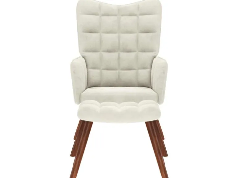 vidaXL Relaxsessel mit Hocker Creme Samt 4016830
