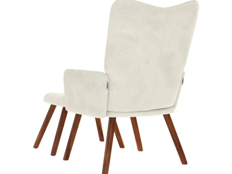 vidaXL Relaxsessel mit Hocker Creme Samt 4016830