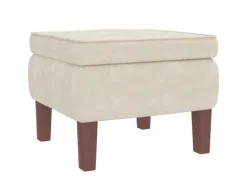 vidaXL Schaukelsessel und Hocker mit Holzbeinen Creme Samt