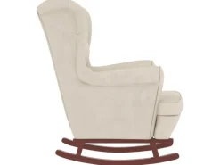 vidaXL Schaukelsessel und Hocker mit Holzbeinen Creme Samt