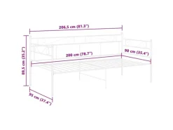 vidaXL Schlafsofa Bettgestell Weiß Metall 90x200 cm650976