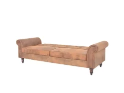 vidaXL Schlafsofa mit Armlehnen Kunstleder braun