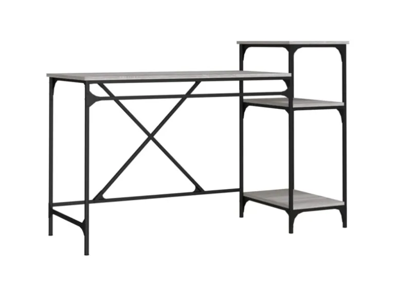 vidaXL Schreibtisch mit Regal Grau Sonoma 135x50x90 cm Holzwerkstoff 826712