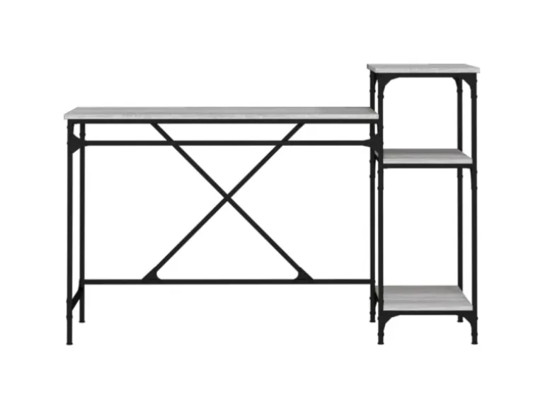 vidaXL Schreibtisch mit Regal Grau Sonoma 135x50x90 cm Holzwerkstoff 826712