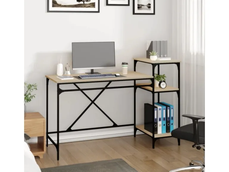 vidaXL Schreibtisch mit Regal Sonoma-Eiche 135x50x90 cm Holzwerkstoff 826710