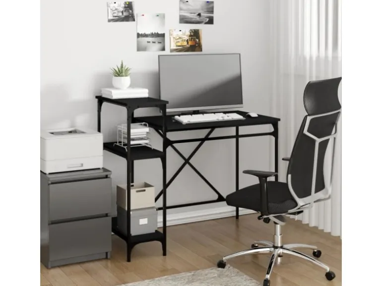 vidaXL Schreibtisch mit Regal Schwarz 105x50x90cm Holzwerkstoff Eisen 826714
