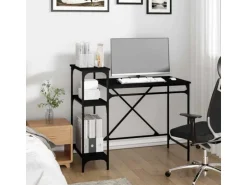 vidaXL Schreibtisch mit Regal Schwarz 105x50x90cm Holzwerkstoff Eisen 826714