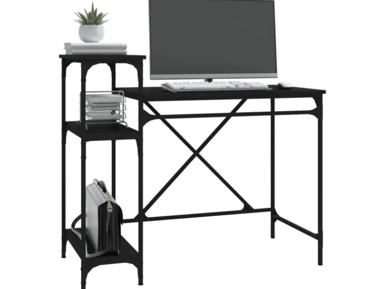 vidaXL Schreibtisch mit Regal Schwarz 105x50x90cm Holzwerkstoff Eisen 826714