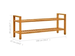 vidaXL Schuhregal mit 2 Etagen 100x27x40 cm Massivholz Eiche 331748