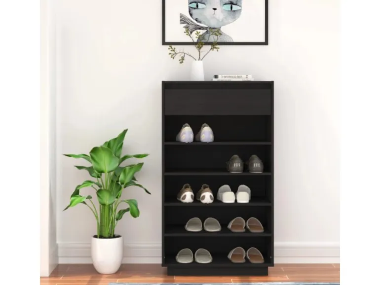 vidaXL Schuhregal Schwarz 60x34x105 cm Massivholz Kiefer 813554