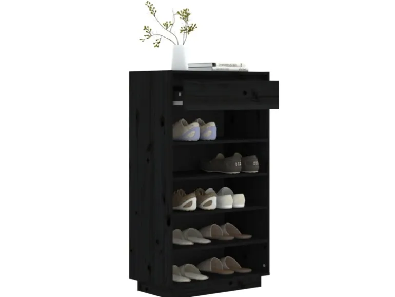 vidaXL Schuhregal Schwarz 60x34x105 cm Massivholz Kiefer 813554