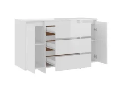 vidaXL Sideboard 3 Schubladen Hochglanz-Weiß 120x41x75cm Holzwerkstoff 809617