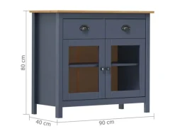 vidaXL Sideboard Hill Grau 90x40x80 cm Massivholz Kiefer 288941
