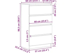 vidaXL Sideboard Hochglanz-Weiß 60x35x98,5 cm Holzwerkstoff 800537