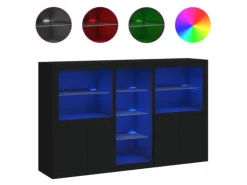 vidaXL Sideboard mit LED-Leuchten Schwarz 162x37x100 cm 3209171