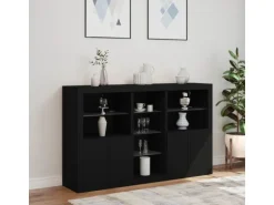 vidaXL Sideboard mit LED-Leuchten Schwarz 162x37x100 cm 3209171