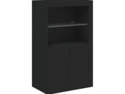 vidaXL Sideboard mit LED-Leuchten Schwarz 162x37x100 cm 3209171
