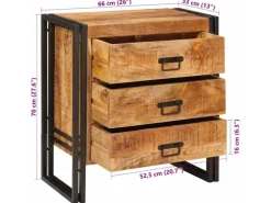 vidaXL Sideboard mit Schubladen Braun 66 x 33 x 70 cm Massivholz Mango 4016718