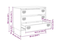 vidaXL Sideboard Schwarz 68x39x58,5 cm Kaltgewalzter Stahl 851292