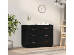 vidaXL Sideboard Schwarz 100x40x75 cm Massivholz Kiefer 820146